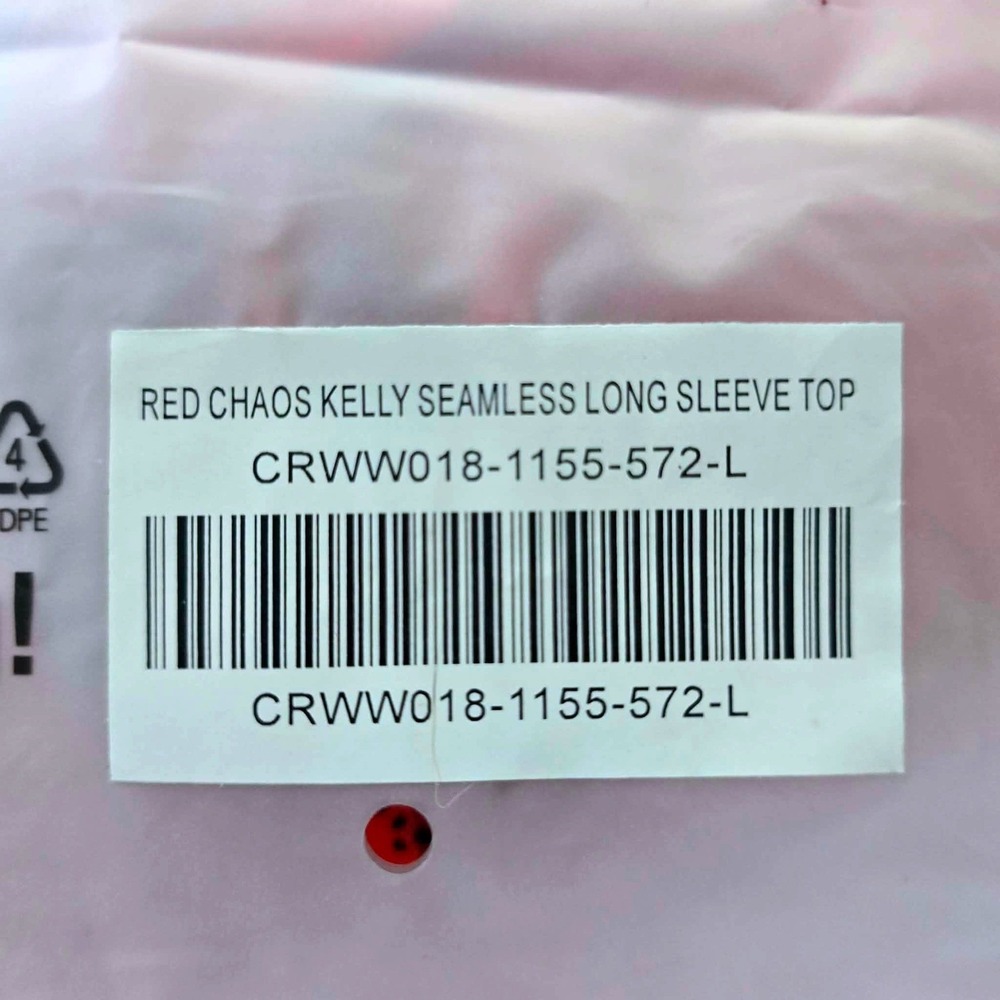 Civil Regime Red Chaos Kelly Seamless Long Sleeve Crop Top Large - Picture 8 of 8